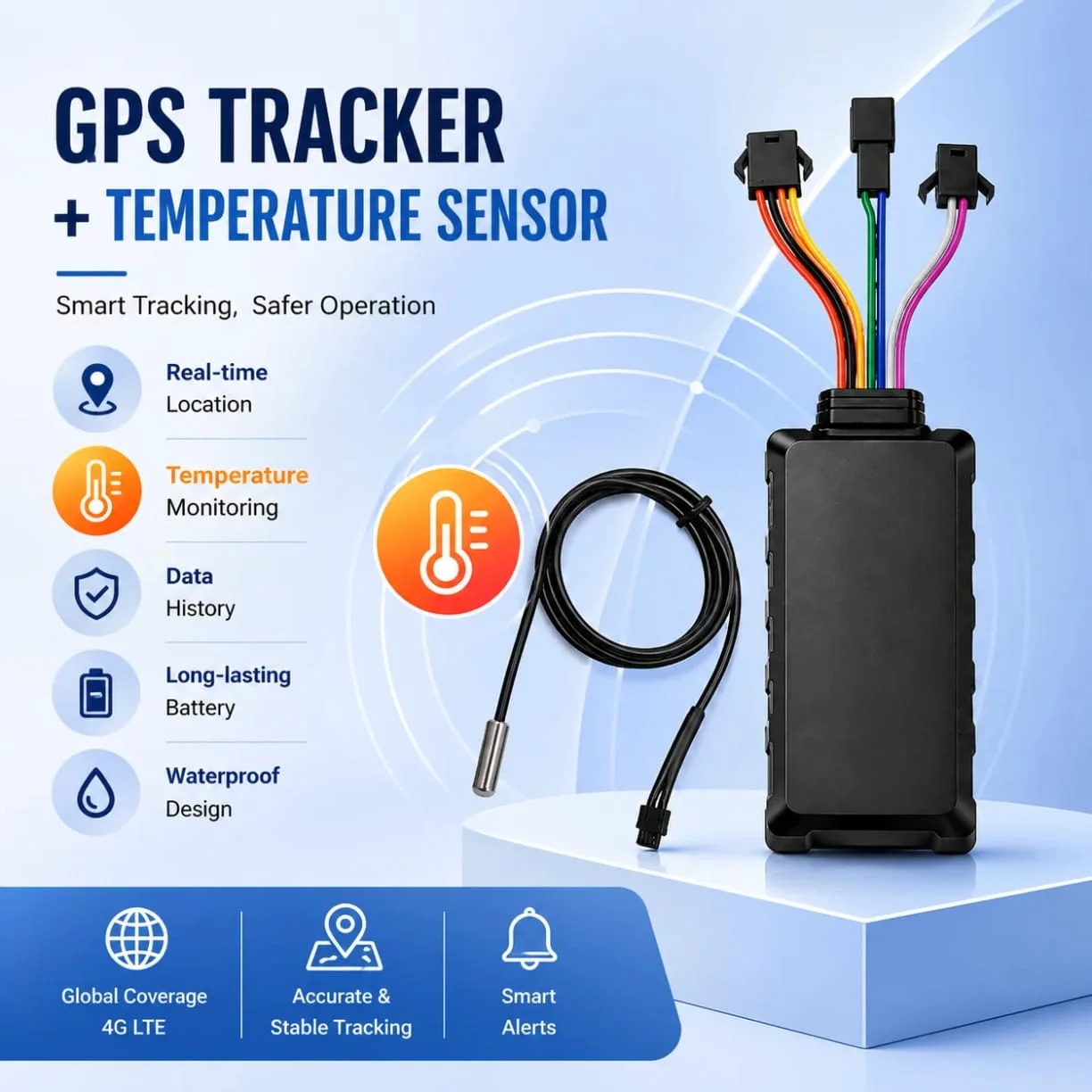 Traceur GPS avec sonde de température pour camion frigorifique - vue 1